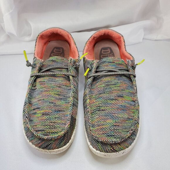 Hey Dude Womens Size 11 Wendy Sox Peacock Pink Multicolor Fabric Casual Shoes - Picture 2 of 10